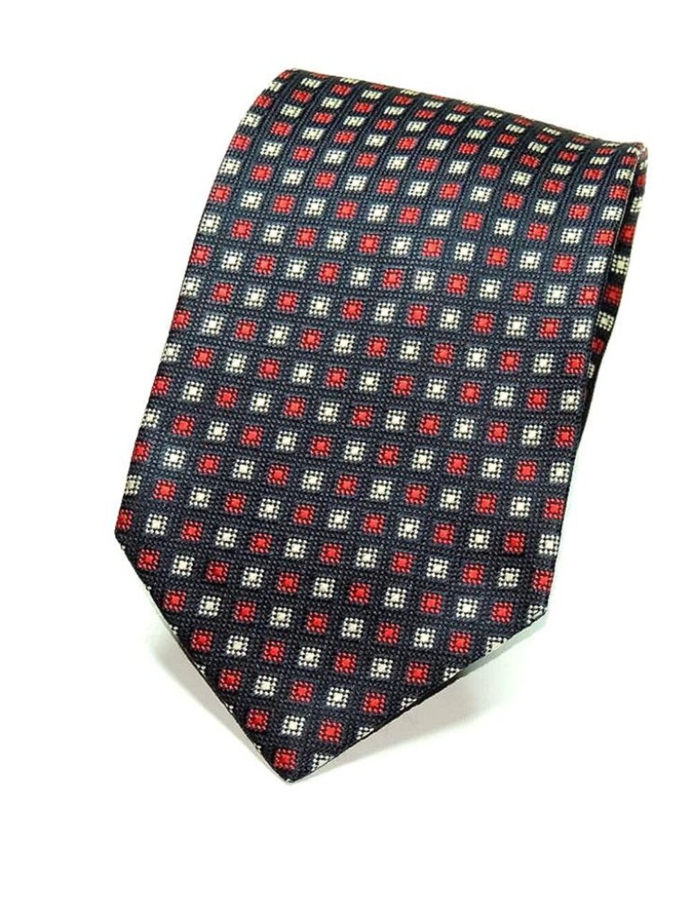 BALLY Very Nice Men's Silk Tie Red & White Squares Excellent Condition